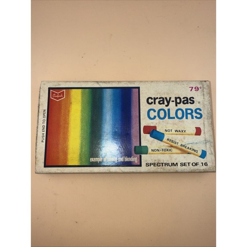 Vintage Japan Sakura Cray-pas Colors Oil Pastels Box Of 16 Colors Art Supply NEW